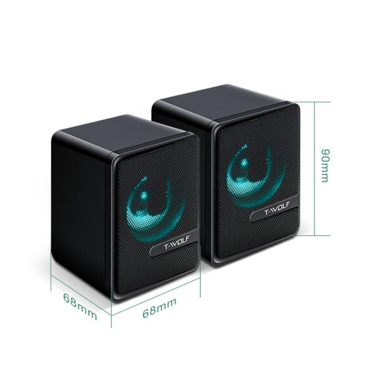 T-WOLF S3 USB/3.5mm Desktop Speakers For Phone / PC / Laptop Dual Diaphragm Subwoofer Sound System, S3