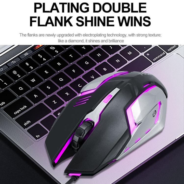 T-WOLF TF600 104-Key Wired Backlit Keyboard and Mouse Combo with Metal Panel & Phone Stand