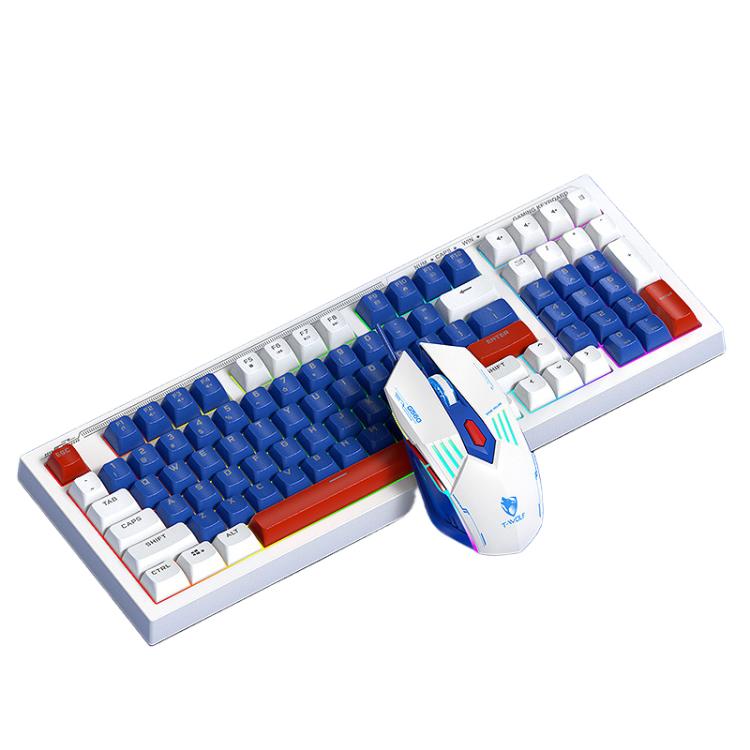T-WOLF TF610 USB-C/Type-C Wired 98 Keys Keyboard and Mouse Combo Dual-Tone Keycaps Gaming Set