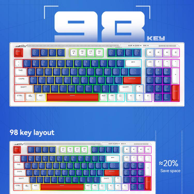 T-WOLF TF610 USB-C/Type-C Wired 98 Keys Keyboard and Mouse Combo Dual-Tone Keycaps Gaming Set