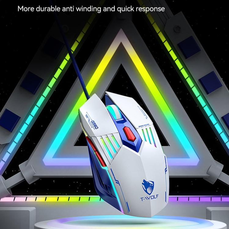 T-WOLF TF610 USB-C/Type-C Wired 98 Keys Keyboard and Mouse Combo Dual-Tone Keycaps Gaming Set
