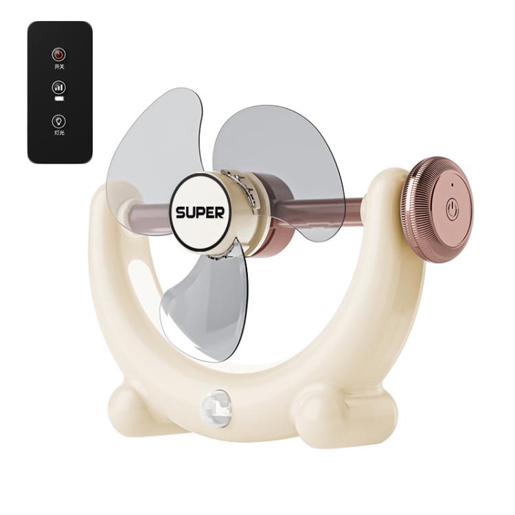Multifunctional Fan Light Sound Big Wind Power With Light Wall Mounted Long Life Desktop Small Ceiling Fan, Rechargeable Beige, Remote Control Beige, Rechargeable Blue, Remote Control Blue