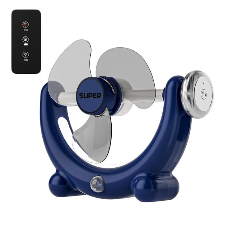 Multifunctional Fan Light Sound Big Wind Power With Light Wall Mounted Long Life Desktop Small Ceiling Fan, Rechargeable Beige, Remote Control Beige, Rechargeable Blue, Remote Control Blue