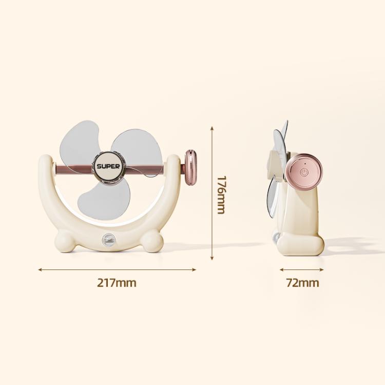 Multifunctional Fan Light Sound Big Wind Power With Light Wall Mounted Long Life Desktop Small Ceiling Fan, Rechargeable Beige, Remote Control Beige, Rechargeable Blue, Remote Control Blue
