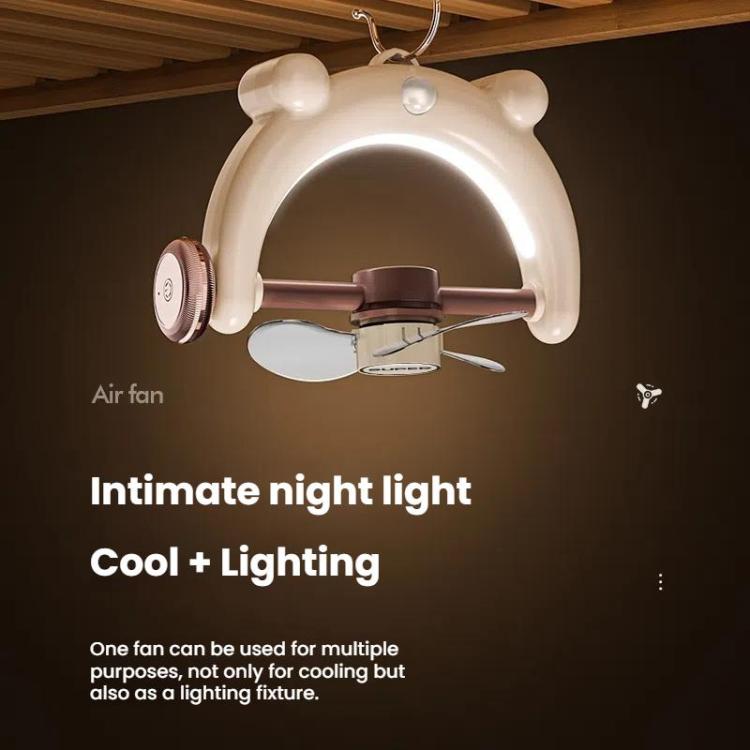 Multifunctional Fan Light Sound Big Wind Power With Light Wall Mounted Long Life Desktop Small Ceiling Fan, Rechargeable Beige, Remote Control Beige, Rechargeable Blue, Remote Control Blue