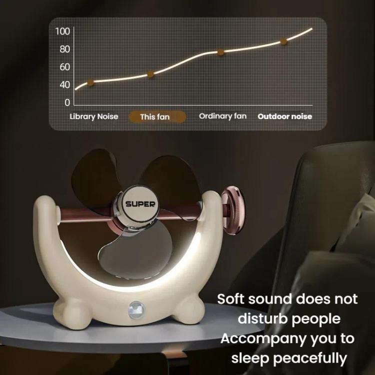 Multifunctional Fan Light Sound Big Wind Power With Light Wall Mounted Long Life Desktop Small Ceiling Fan, Rechargeable Beige, Remote Control Beige, Rechargeable Blue, Remote Control Blue
