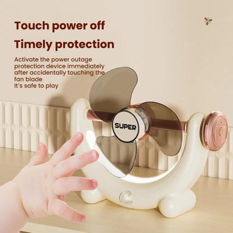 Multifunctional Fan Light Sound Big Wind Power With Light Wall Mounted Long Life Desktop Small Ceiling Fan, Rechargeable Beige, Remote Control Beige, Rechargeable Blue, Remote Control Blue