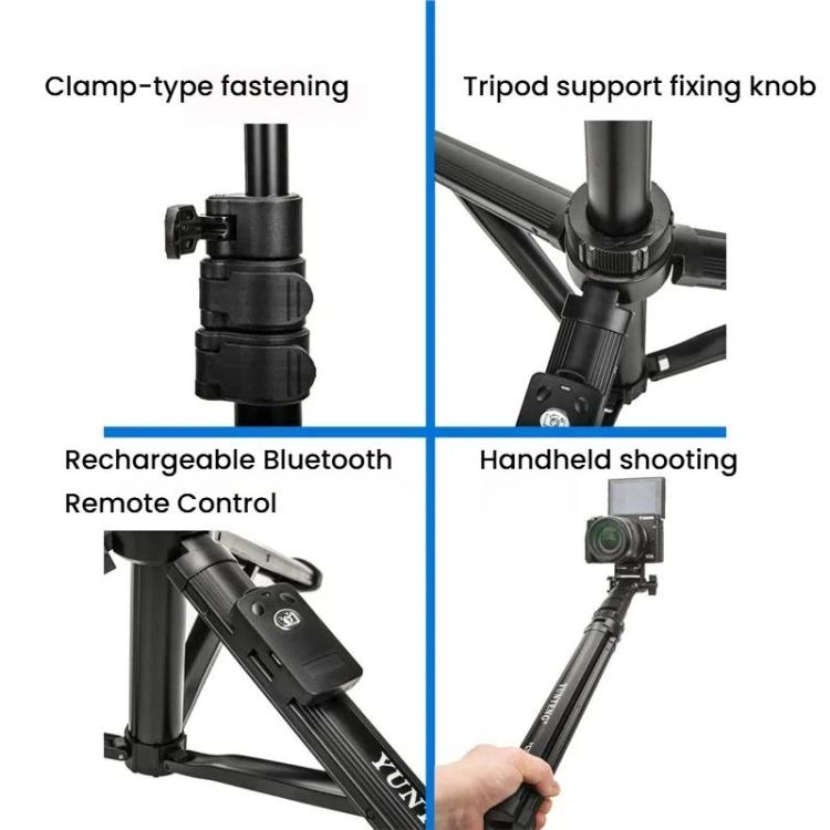 YUNTENG 91666L 18.5-67 Inch Adjustable Tripod Selfie Stick With Remote Control For Phone and Camera, 91666L