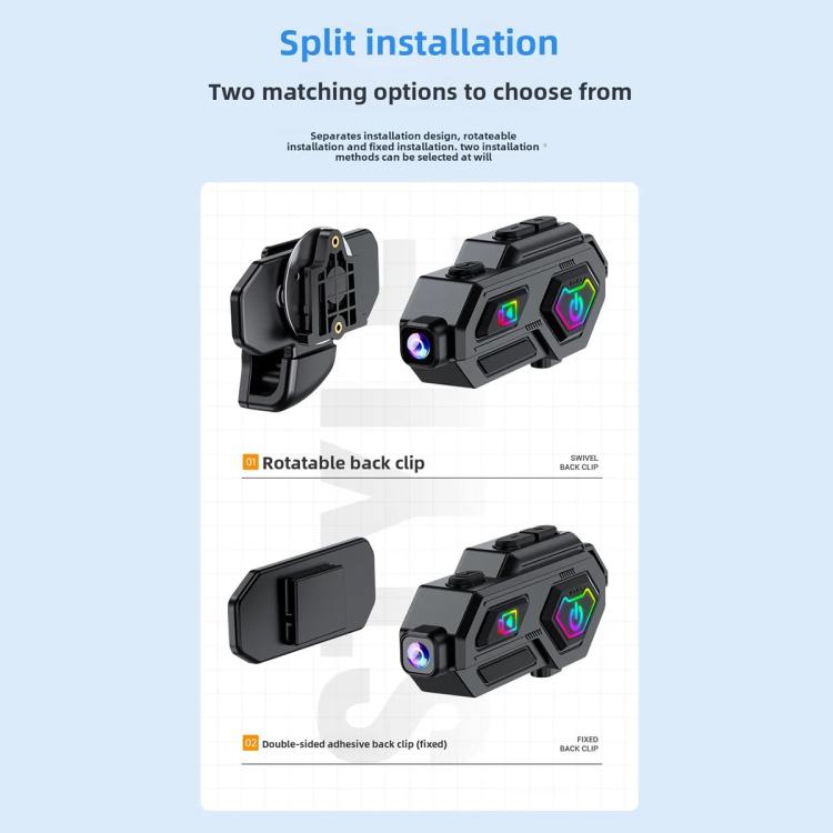 C8Max Motorcycle Intercom Video Helmet Bluetooth Headset HD Video Recorder, Soft Mic, Hard Mic, Soft and Hard Mics