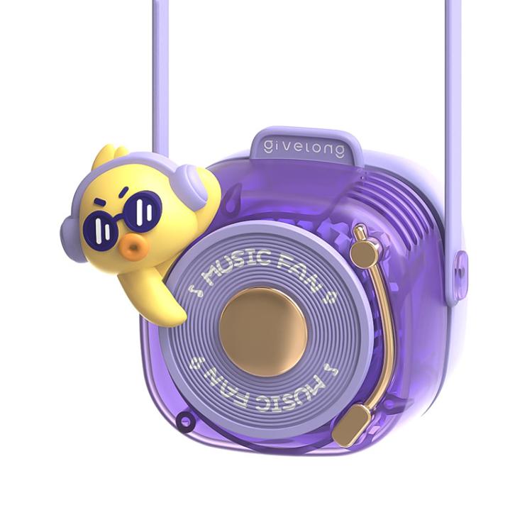 Givelong Cute Cool Pet DJ Lanyard Small Fan USB Rechargeable Compact Portable Bladeless Neck Fan, Cool Bunny, Cool Duck, Cool Dragon, Cool Bear