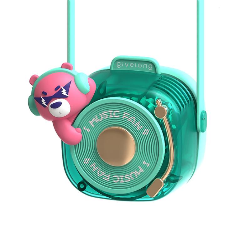 Givelong Cute Cool Pet DJ Lanyard Small Fan USB Rechargeable Compact Portable Bladeless Neck Fan, Cool Bunny, Cool Duck, Cool Dragon, Cool Bear