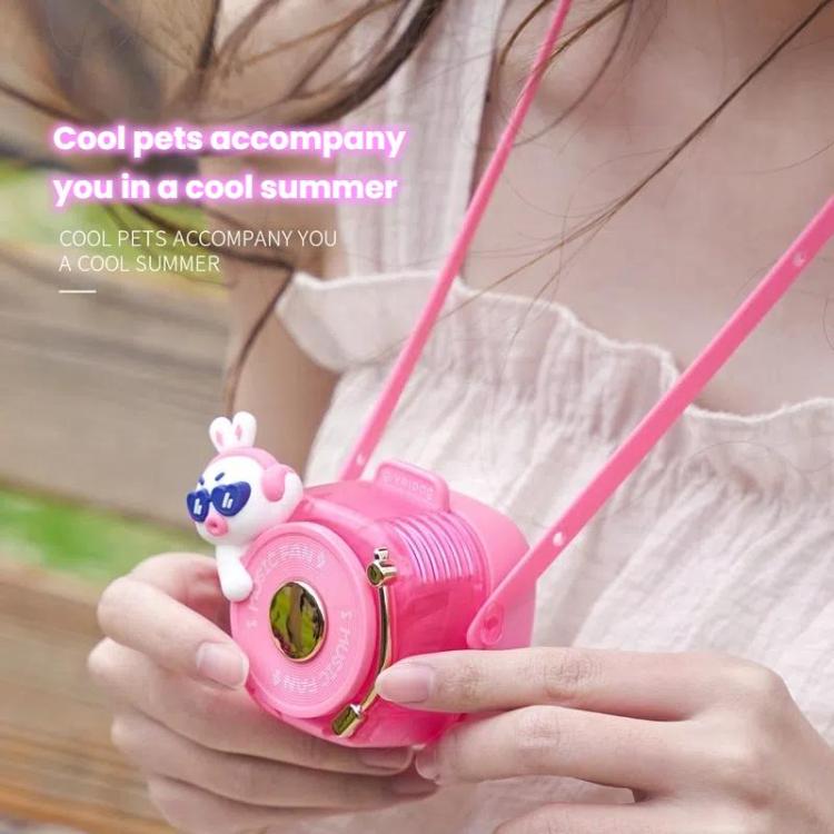 Givelong Cute Cool Pet DJ Lanyard Small Fan USB Rechargeable Compact Portable Bladeless Neck Fan, Cool Bunny, Cool Duck, Cool Dragon, Cool Bear