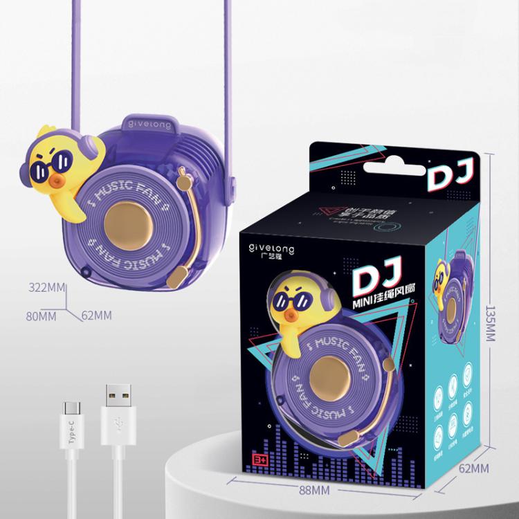 Givelong Cute Cool Pet DJ Lanyard Small Fan USB Rechargeable Compact Portable Bladeless Neck Fan, Cool Bunny, Cool Duck, Cool Dragon, Cool Bear