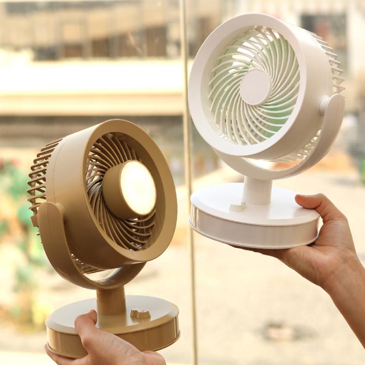 Desktop Fan Outdoor Student Office Portable Rechargeable USB Tabletop Small Fan, Without Light (White), Without Light (Khaki), With Light (White), With Light (Khaki)