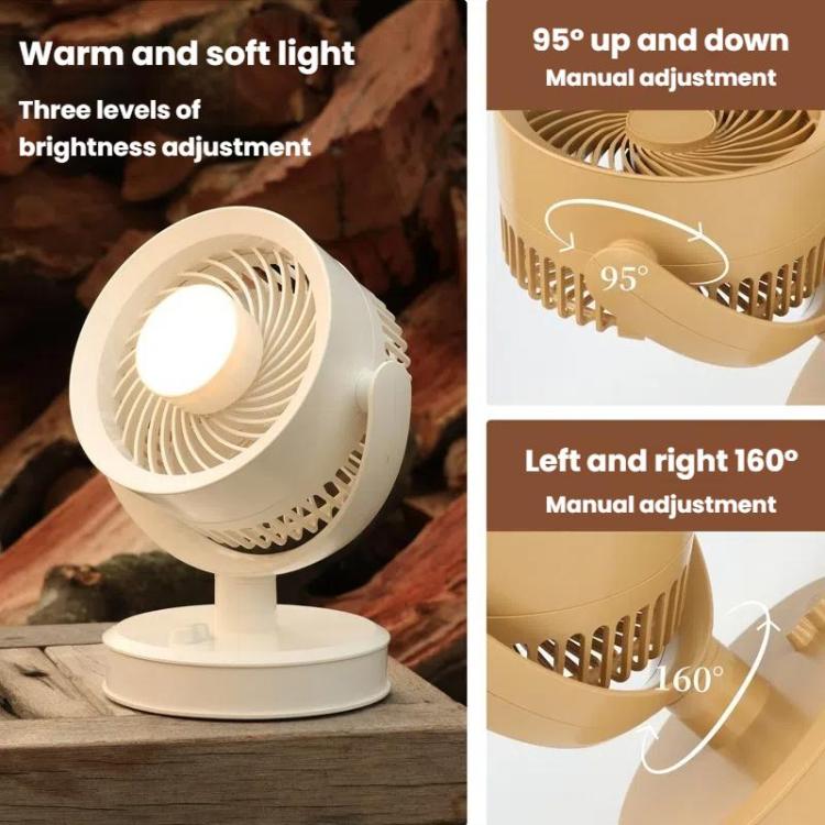 Desktop Fan Outdoor Student Office Portable Rechargeable USB Tabletop Small Fan, Without Light (White), Without Light (Khaki), With Light (White), With Light (Khaki)
