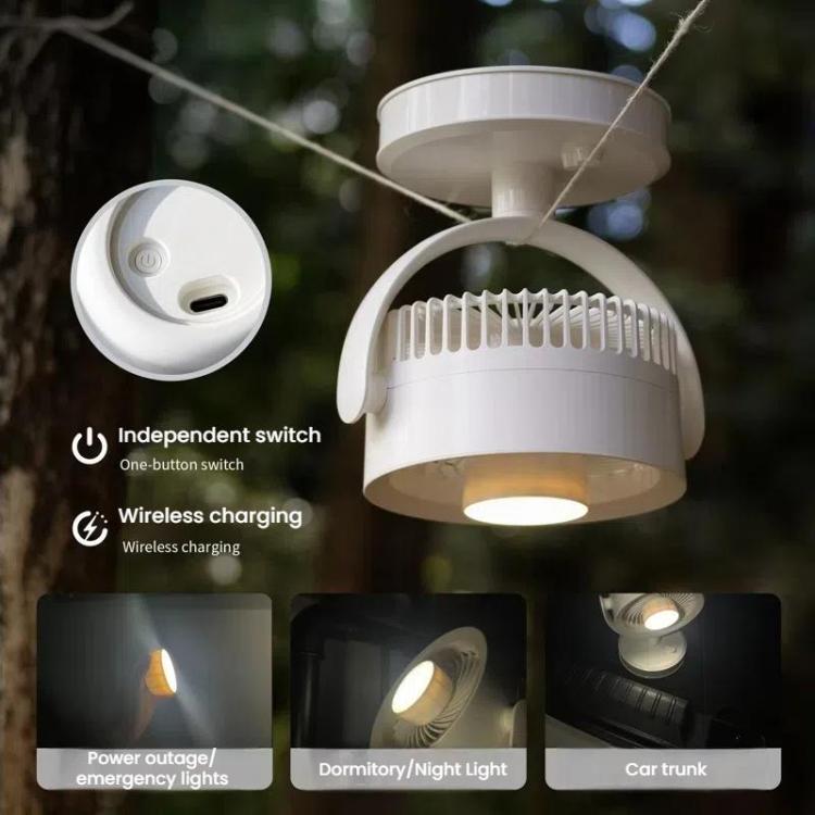 Desktop Fan Outdoor Student Office Portable Rechargeable USB Tabletop Small Fan, Without Light (White), Without Light (Khaki), With Light (White), With Light (Khaki)