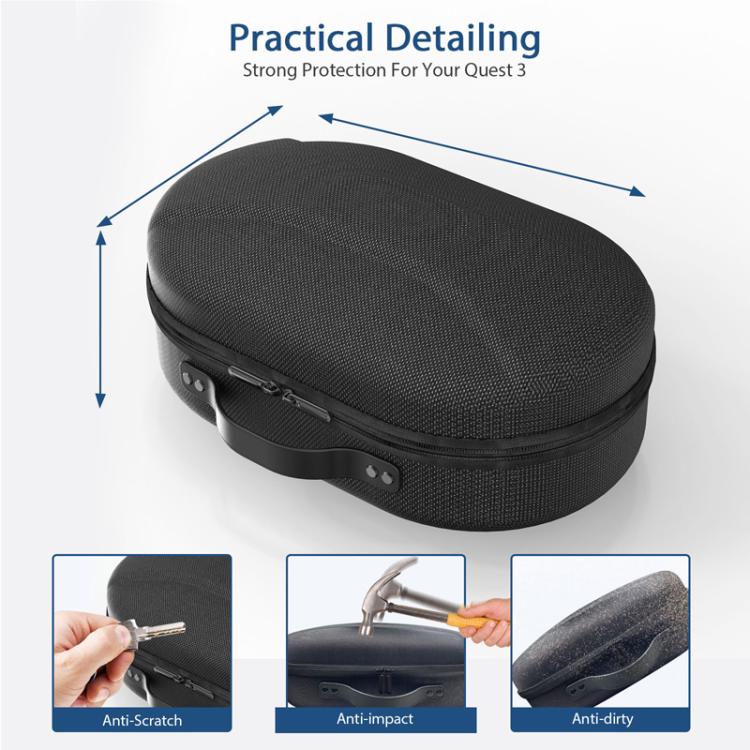 For Meta Quest 3 VR Glasses Storage Case EVA Anti-Pressure Hard Shell Storage Bag