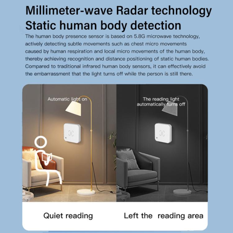 Human Presence Sensor Millimeter Wave Radar Detection Built-in Illuminance Sensor, Tuya WiFi Square, Tuya WiFi Round, Tuya Zigbee Square, Tuya Zigbee Round
