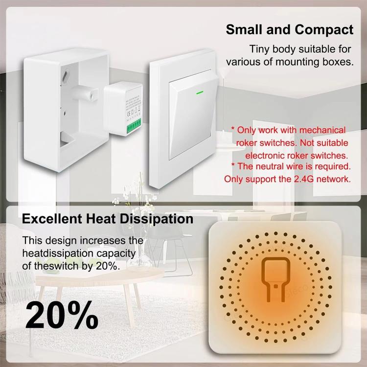 Smart Switch DIY Breaker 2 Way Control Voice Control, Compatible Tuya Zigbee 16A, Compatible eWeLink Zigbee 16A