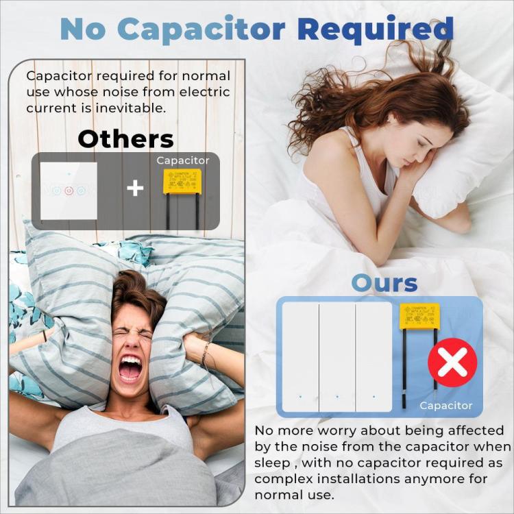 Compatible Tuya ZigBee Smart Light Switch With Radar Motion Sensor No Capacitor Required, 1-Gang, 2-Gang, 3-Gang