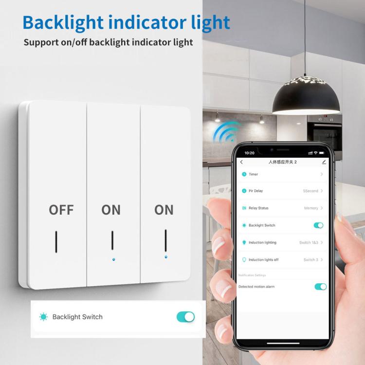 Compatible Tuya ZigBee Smart Light Switch With Radar Motion Sensor No Capacitor Required, 1-Gang, 2-Gang, 3-Gang