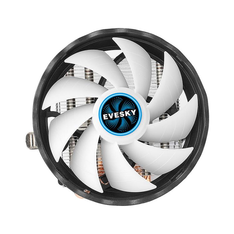 EVESKY 12cm RGB LED CPU Cooler with Dual Copper Heat Pipes Quiet Fan for Desktop Computers, 300