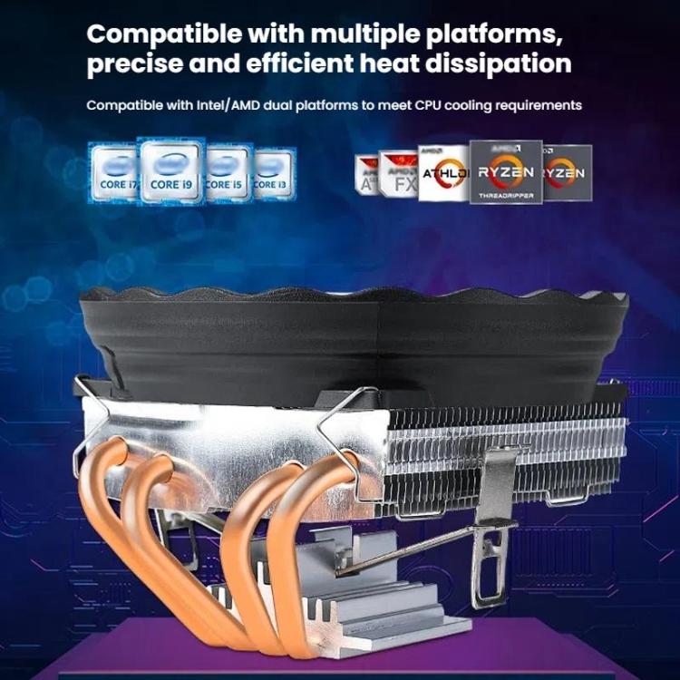 EVESKY 12cm RGB LED CPU Cooler with Dual Copper Heat Pipes Quiet Fan for Desktop Computers, 300