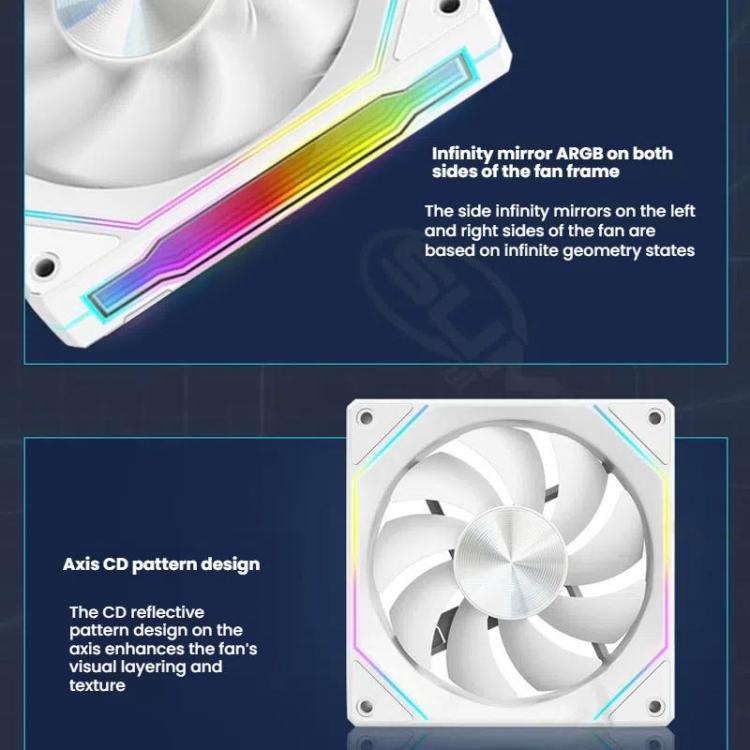 4RS 12cm Computer Case Fan with Infinity Mirror ARGB Thermal Control & Ultra Quiet Cooling