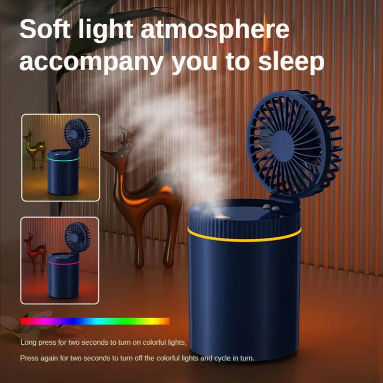 F98 Spray Cooling Desktop Small Fan Bedroom Office Portable Humidifier With Colored Lights, Plug-in (White), Plug-in (Green), Plug-in (Blue), Battery (White), Battery (Green), Battery (Blue)