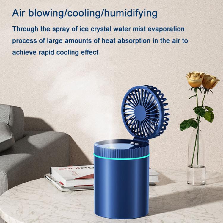 F98 Spray Cooling Desktop Small Fan Bedroom Office Portable Humidifier With Colored Lights, Plug-in (White), Plug-in (Green), Plug-in (Blue), Battery (White), Battery (Green), Battery (Blue)