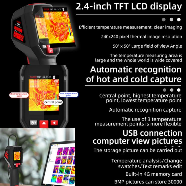 Handheld Infrared Thermal Imager Power Non-Contact Thermometer, HX3