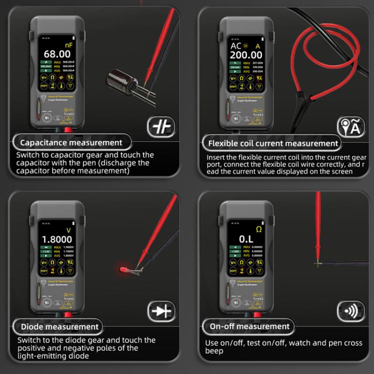 Thermal Imager Multimeter Handheld Touch Screen High Accuracy Thermometer, BSIDE SH7 Standard, BSIDE SH7 Standard+Flexible Coil, BSIDE SH7 Standard+Macro Lens, BSIDE SH7 Standard+Macro Lens+Flexible Coil