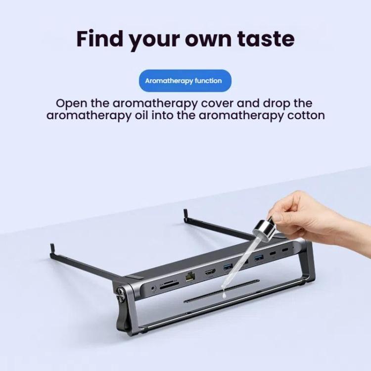 9 In 1 Hub Computer Stand Aluminum Alloy Folding PD Fast Charging With LAN Docking Station Laptop Bracket, 9 In 1 (Dark Metallic Color)