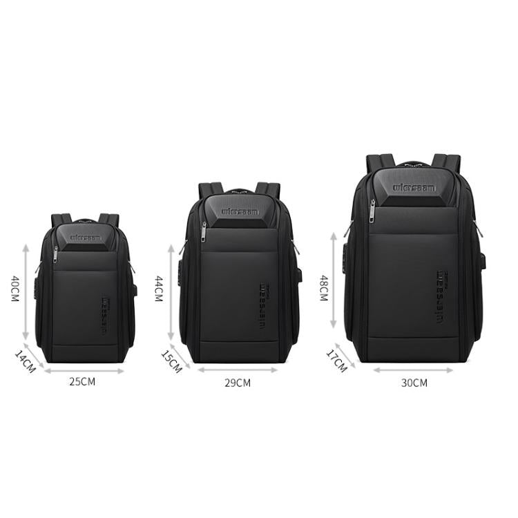 Wiersaam Men Waterproof Anti-Theft Business Backpack Travel Laptop Bag With USB Charging Port & Password Lock, Large, Middle, Small