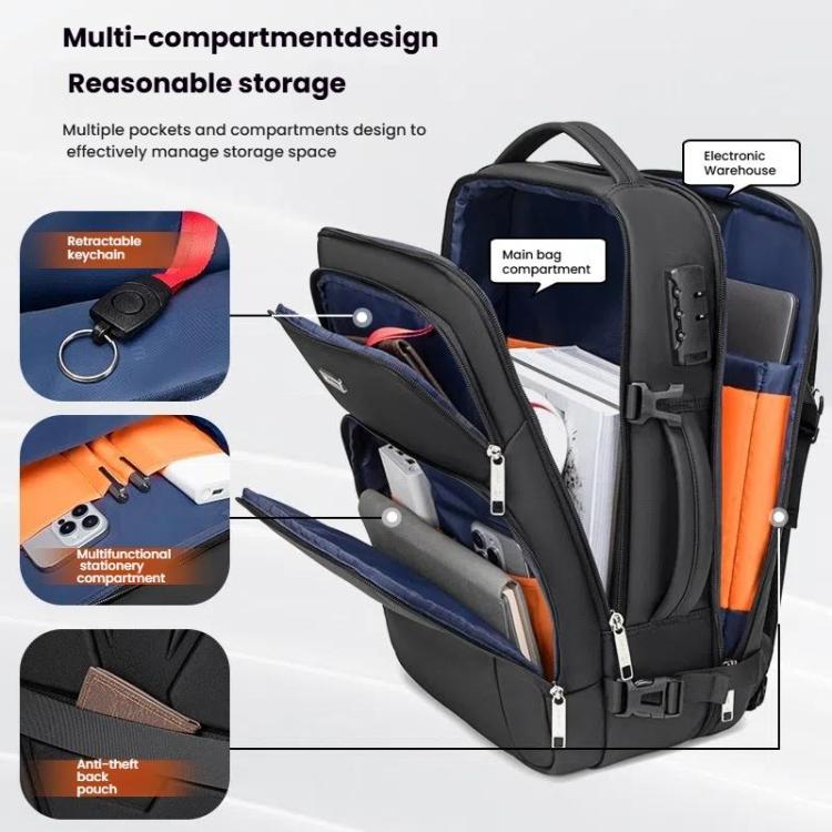 Wiersaam Men Anti-Theft Business Laptop Backpack 15.6 Inch Computer Bag With USB & Type-C Charging Ports, WA338353 Gray