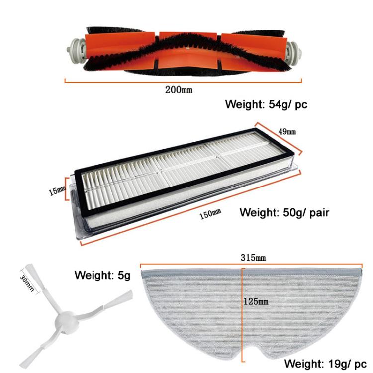 For Xiaomi 1C / 2C / L10pro / D9 Sweeping Robot Accessories Main Side Brush Hepa Filter Mop Rag, 7pcs /Set, 14pcs /Set
