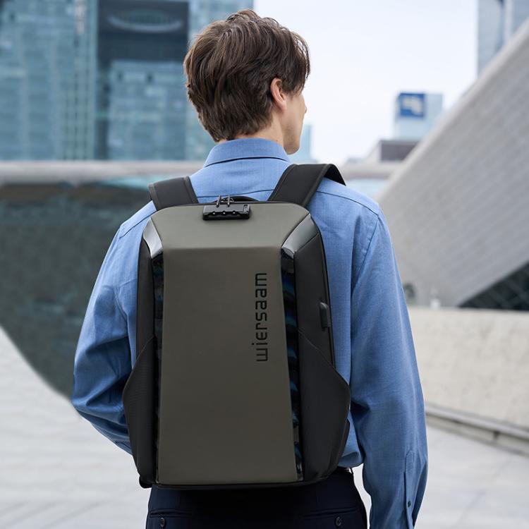 Wiersaam WY1350 Men Anti-Theft Business Backpack Laptop Bag For Travel With Password Lock, WY1350 Gray