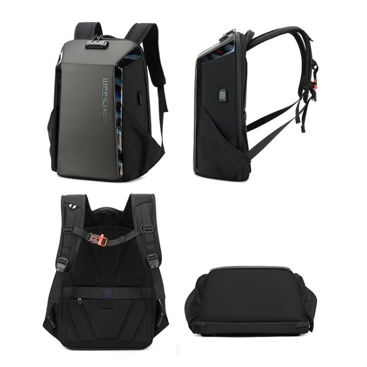 Wiersaam WY1350 Men Anti-Theft Business Backpack Laptop Bag For Travel With Password Lock, WY1350 Gray