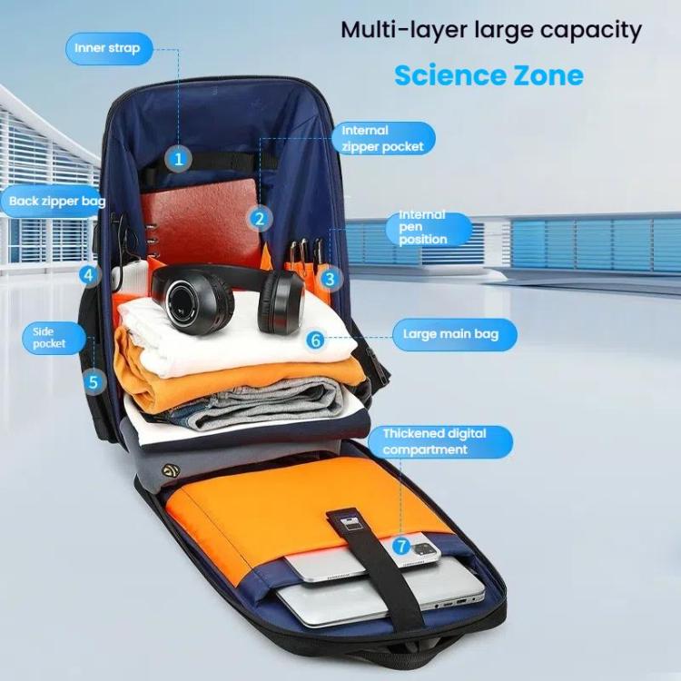 Wiersaam WY1350 Men Anti-Theft Business Backpack Laptop Bag For Travel With Password Lock, WY1350 Gray