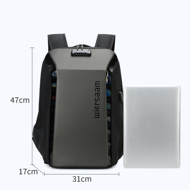 Wiersaam WY1350 Men Anti-Theft Business Backpack Laptop Bag For Travel With Password Lock, WY1350 Gray
