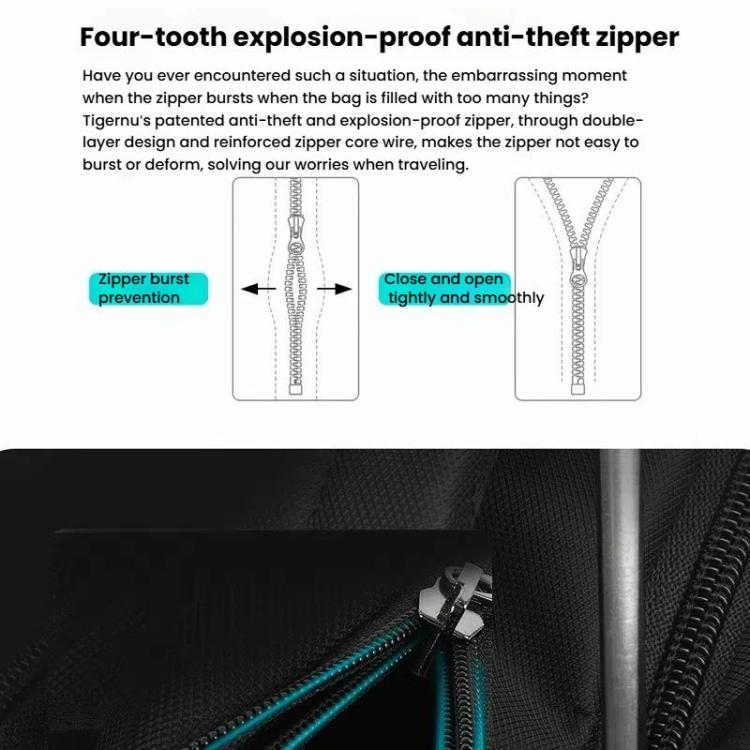 Men Business Anti-Theft Laptop Backpack With USB Charging Port, Reflective Strips & TSA Lock, Tigernu Standard, Tigernu Expandable