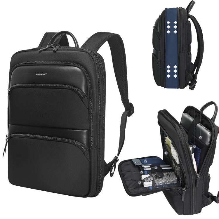 Men Expandable Waterproof Lightweight Laptop Backpack With Floating Zipper, Tigernu T-B9121 15.6 Inch, Tigernu T-B9121 17 Inch