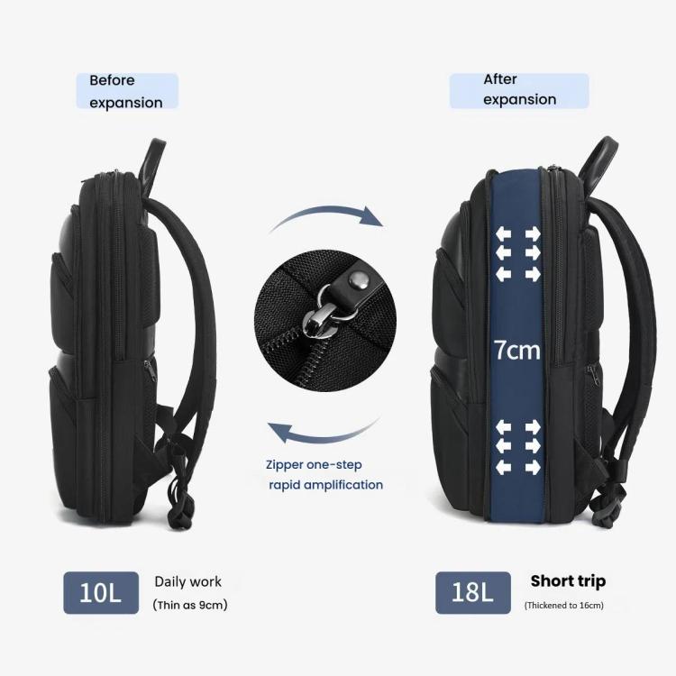 Men Expandable Waterproof Lightweight Laptop Backpack With Floating Zipper, Tigernu T-B9121 15.6 Inch, Tigernu T-B9121 17 Inch