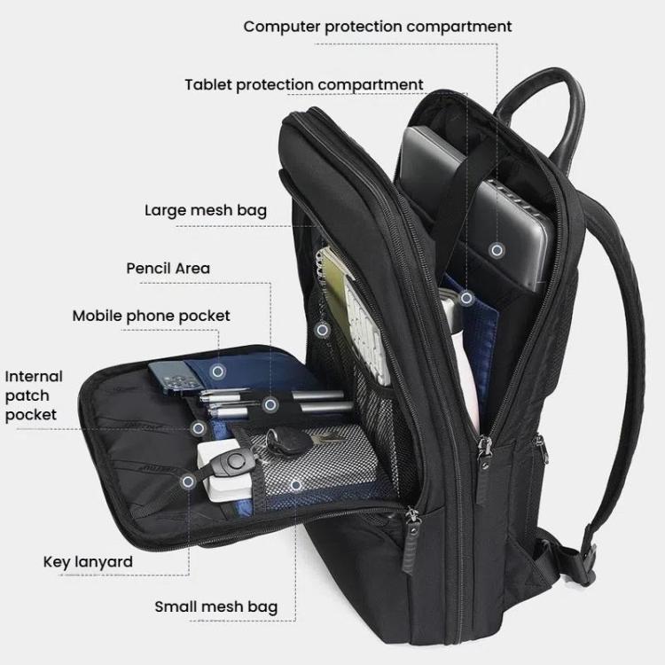 Men Expandable Waterproof Lightweight Laptop Backpack With Floating Zipper, Tigernu T-B9121 15.6 Inch, Tigernu T-B9121 17 Inch