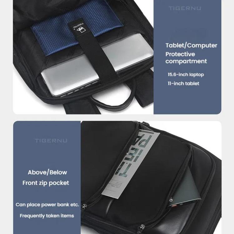Men Expandable Waterproof Lightweight Laptop Backpack With Floating Zipper, Tigernu T-B9121 15.6 Inch, Tigernu T-B9121 17 Inch