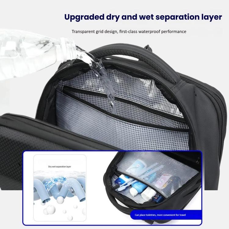 Tigernu T-B9152A 15.6-inch Men Hardshell Waterproof Backpack with Dry/Wet Separated Compartment & Air-Cushioned Shockproof Laptop Sleeve