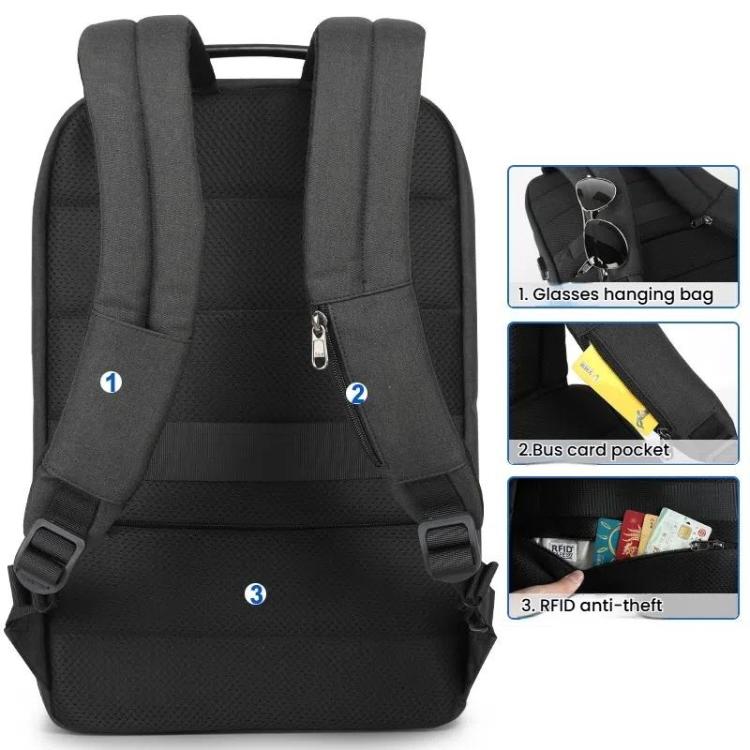 Men Anti-Theft Laptop Backpack with USB Charging Port, Headphone Hole & Comfort Shoulder Straps for Travel, Work Commute, Tigernu 15.6-inch Standard, Tigernu 19-inch Expandable