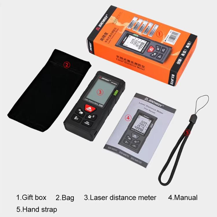Laser Distance Measuring Instrument High Precision Laser Ruler, SNDWAY SW-MS50 50M, SNDWAY SW-MS70 70M, SNDWAY SW-MS100 100M