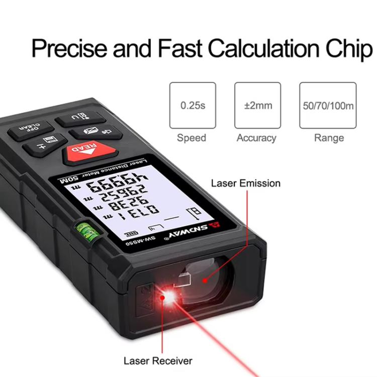 Laser Distance Measuring Instrument High Precision Laser Ruler, SNDWAY SW-MS50 50M, SNDWAY SW-MS70 70M, SNDWAY SW-MS100 100M