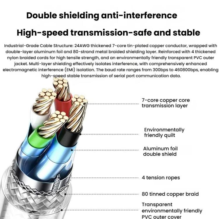 DTECH DT-5011 USB 2.0 to RS232 Serial Adapter Cable, FT232 & ZT213 Dual-Chip with LED Indicator, 0.5m, 1m, 1.5m, 2m, 3m, 5m